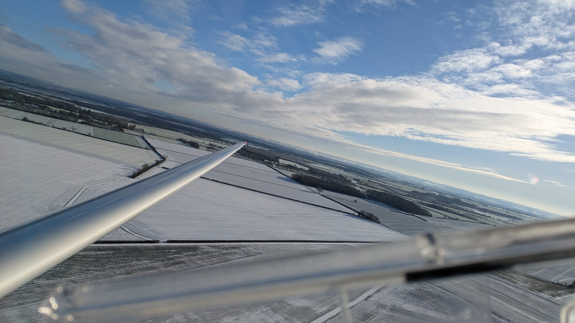 Photo over the wing during a winch launch