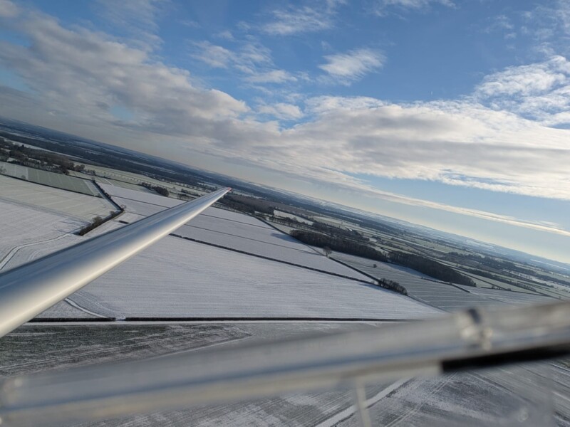 Photo over the wing during a winch launch